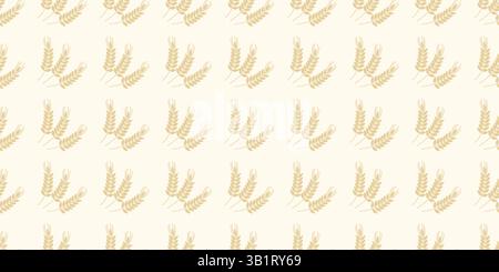 Oreilles mûres de grain sur fond beige clair. Les récoltes céréalières récoltent sans couture. Imprimé agricole nature. Graphiques vectoriels Illustration de Vecteur