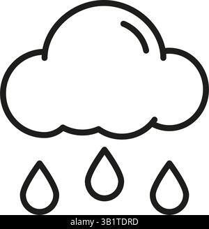 Icône nuage avec ligne de gouttes de pluie. Symbole Prévisions météo, saison des pluies et Plan des précipitations. Changement climatique, météorologie et cycle de l'eau Illustration de Vecteur
