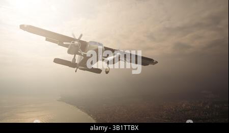 Un avion militaire Vintage classique volant. Photo de haute qualité Banque D'Images