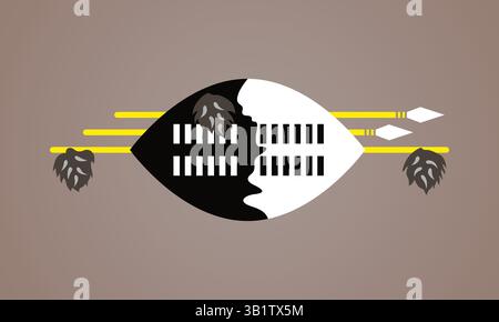 Bouclier Nguni - symbole du drapeau d'Eswatini Illustration de Vecteur