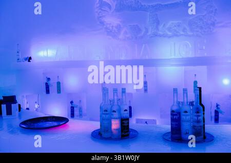 Bar de glace en Laponie près de Rovaniemi, Finlande Banque D'Images