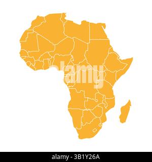 Silhouette et couleur orange Afrique illustration de la carte vectorielle haute détaillée Rwanda Seychelles Tanzanie Botswana Kenya Ouganda, Zambie Namibie Lesotho Illustration de Vecteur