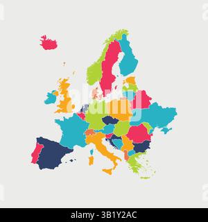 Carte de l'Europe isolée sur fond blanc. Très détaillé. Illustration vectorielle Illustration de Vecteur