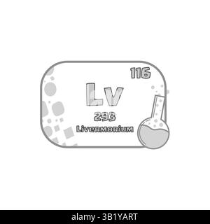 Symbole d'élément chimique. Numéro cent seize. Atomique 293 Livermorium. Bloc de science vectorielle. Illustration de Vecteur