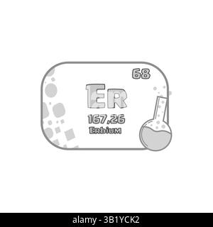 Symbole de l'élément erbium. Numéro soixante-huit détail. Icône constituant chimique vectoriel. Illustration du flacon gris. Illustration de Vecteur