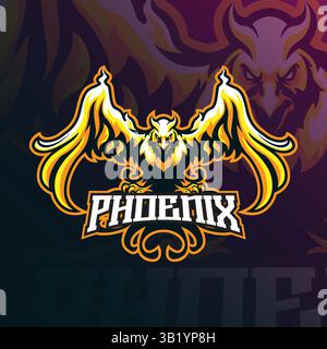 Vecteur de conception de logo de mascotte Phoenix avec style de concept d'illustration moderne pour l'impression de badge, d'emblème et de t-shirt. Illustration de phoenix en colère. Illustration de Vecteur