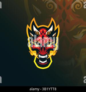 conception de logo de mascotte de diable avec un style de concept d'illustration moderne pour l'impression de badge, d'emblème et de t-shirt. illustration de la tête du diable. Illustration de Vecteur