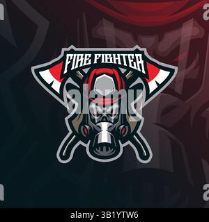 conception de logo de mascotte de pompier avec un style de concept d'illustration moderne pour l'impression de badge, d'emblème et de t-shirt. illustration de pompier de crâne. Illustration de Vecteur