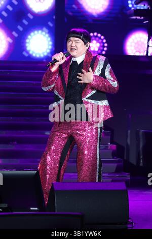TAIPEI, CHINE - 26 AVRIL 2025 - le chanteur taïwanais Lin Yu Qun s'est produit lors de son concert à Taipei, Chine, le 26 avril 2025. Banque D'Images
