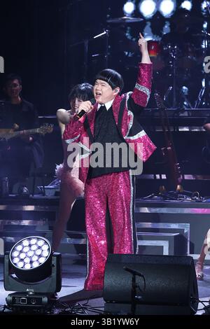 TAIPEI, CHINE - 26 AVRIL 2025 - le chanteur taïwanais Lin Yu Qun s'est produit lors de son concert à Taipei, Chine, le 26 avril 2025. Banque D'Images