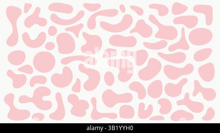 Taches roses abstraites avec des formes irrégulières sur un fond blanc, créant un motif vache ou dalmate. Idéal pour un décor créatif et un design moderne proje Illustration de Vecteur