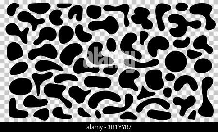 Blobs noirs organiques abstraits aux formes irrégulières, parfaits pour les bulles de parole et le décor moderne. Ensemble D'ELEMENTS liquides et fluides a forme de taches simples Illustration de Vecteur