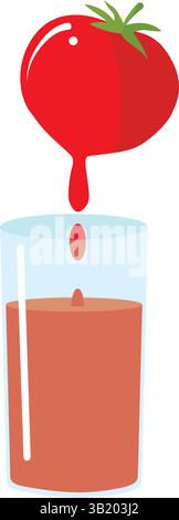 Les jus de tomates verre isolé. Nectar de tomates. Les éclaboussures de liquide rouge Illustration de Vecteur