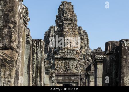 Temple de Bayon, Angkor Wat, Angkor, site du patrimoine mondial de l'UNESCO, Siem Reap, Cambodge, Indochine, Asie du Sud-est, Asie Banque D'Images