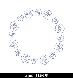 Cadre de cercle de branches d'olivier bleu méditerranéen Illustration de Vecteur