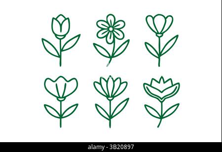 Elegant Rose Line Art animation : design floral minimaliste pour des visuels sophistiqués Illustration de Vecteur