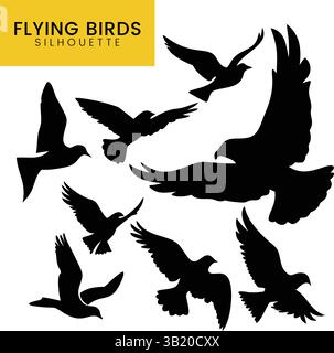 Illustration vectorielle de silhouette d'oiseaux volants Illustration de Vecteur