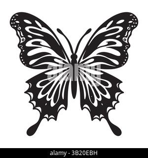 Dessin stylisé de papillon noir - parfait pour les projets d'artisanat Illustration de Vecteur