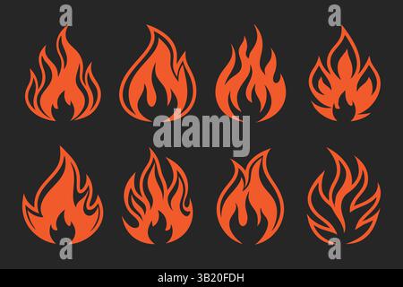 Feu de camp de dessin animé avec des flammes de feu illustration dans des illustrations graphiques vectorielles de style dessiné à la main Illustration de Vecteur