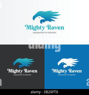 Conception de logo Raven dans le modèle vectoriel Illustration de Vecteur