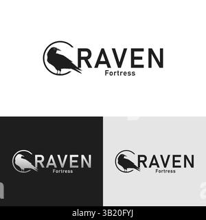 Conception de logo Raven dans le modèle vectoriel Illustration de Vecteur