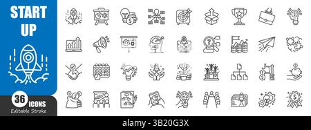 Démarrage . Icône de plan d'activité . Contour modifiable . Vecteur . Illustration de Vecteur