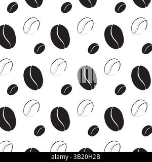 Modèle sans couture de grains de café dans le style grunge. Cette conception est probablement destinée à être utilisée dans des arrière-plans, des emballages ou des produits liés au café. Illustration de Vecteur