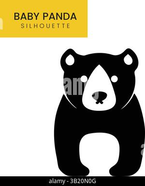 Cute Baby Panda Silhouette animal Character Icon Vector Graphics illustrations Illustration de Vecteur