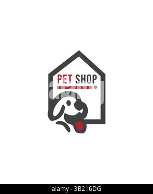 conception de logo de magasin d'animaux de compagnie, conception de logo de maison d'animaux de compagnie, logo de magasin d'animaux Illustration de Vecteur
