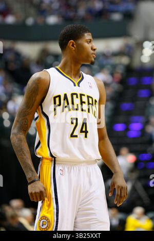 26 janvier 2011 : le petit attaquant des Pacers de l'Indiana Paul George (24 ans) lors d'un match de basket-ball entre les Orlando Magic et les Pacers de l'Indiana au Conseco Fieldhouse à Indianapolis, Indiana. (Crédit image : © Pat Lovell/Cal Sport Media/ZUMAPRESS.com) Banque D'Images