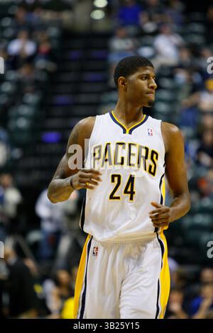 26 janvier 2011 : le petit attaquant des Pacers de l'Indiana Paul George (24 ans) lors d'un match de basket-ball entre les Orlando Magic et les Pacers de l'Indiana au Conseco Fieldhouse à Indianapolis, Indiana. (Crédit image : © Pat Lovell/Cal Sport Media/ZUMAPRESS.com) Banque D'Images