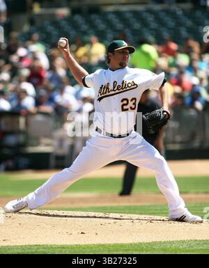 19 juillet 2009 : Oakland Athletics débute le lanceur Brett Tomko #23 en action lors d'un match MLB entre les A d'Oakland et les Tigers de Détroit. Oakland a battu Détroit 9-4.(image crédit : © David Godinez/Cal Sport Media/ZUMA Press) Banque D'Images