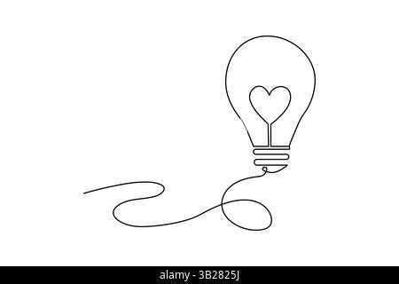 Dessin continu d'une ligne d'ampoule de conception artistique vectorielle de contour minimaliste d'ampoule Illustration de Vecteur