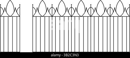 Portail en fer pour fenêtre et porte. Silhouette de grille verticale gracieuse vintage. Modèle de porte de jardin vectoriel élégant Illustration de Vecteur