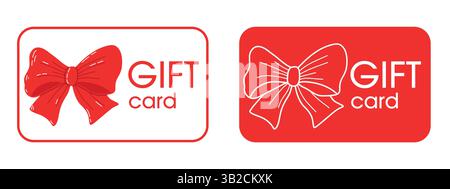 Icône de carte-cadeau rouge avec motif noeud en deux variantes Illustration de Vecteur