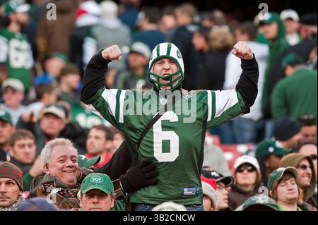 29 novembre 2009 - East Rutherford, New Jersey, États-Unis - novembre 29 2009 : les fans des jets lors d'un match de NFL entre les jets de New York et les Panthers de la Caroline au Giants Stadium à East Rutherford, New Jersey. Les jets ont battu les Panthers 17-6.(image crédit : © Duncan Williams/Cal Sport Media/ZUMApress.com) Banque D'Images