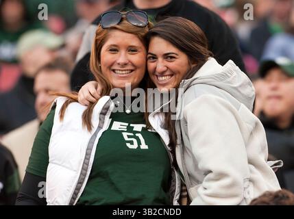 29 novembre 2009 - East Rutherford, New Jersey, États-Unis - novembre 29 2009 : les fans des jets lors d'un match de NFL entre les jets de New York et les Panthers de la Caroline au Giants Stadium à East Rutherford, New Jersey. Les jets ont battu les Panthers 17-6.(image crédit : © Duncan Williams/Cal Sport Media/ZUMApress.com) Banque D'Images