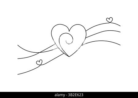 Dessin en ligne continue de Love Heart – Art vectoriel minimaliste Illustration de Vecteur