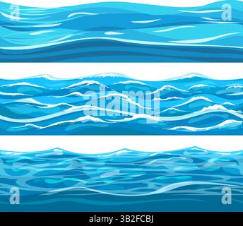 Motifs sans couture horizontaux de couche d'eau Illustration de Vecteur