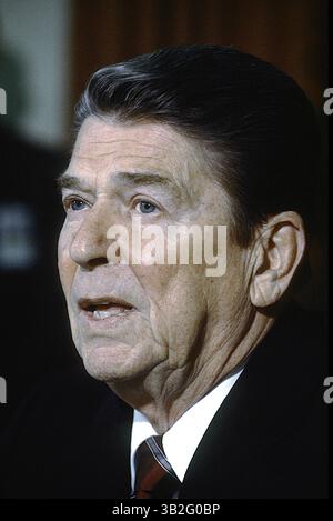8 mai 2015 - Washington, District of Columbia, États-Unis d'Amérique - Washington, DC. Mars 1985.Président Ronald Reagan Portriat. Crédit : Mark Reinstein (crédit image : © Mark Reinstein via ZUMA Wire) Banque D'Images