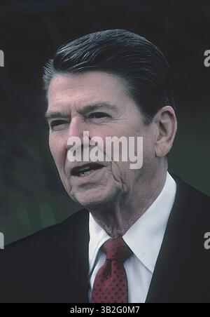 23 mai 2015 - Washington, District of Columbia, États-Unis d'Amérique - Washington, DC avril 1983.Portrait du président Ronald Reagan..crédit : Mark Reinstein (crédit image : © Mark Reinstein via ZUMA Wire) Banque D'Images