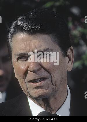 27 mai 2015 - Washington, District of Columbia, États-Unis d'Amérique - Washington, DC. Avril 1984 . Le président Ronald Reagan dans la roseraie avril 1984. . Crédit : Mark Reinstein (crédit image : © Mark Reinstein via ZUMA Wire) Banque D'Images