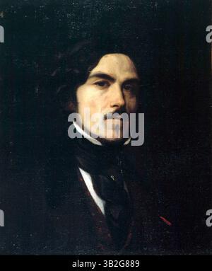 Eugène Delacroix, Portrait de Delacroix, 1840 de Charles-Émile-Callande de Champmartin, Ferdinand Victor Eugène Delacroix, artiste français (1798 – 1863) Banque D'Images