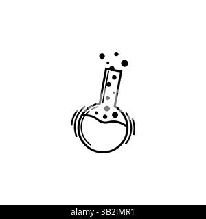 Icône fiole constituant chimique. Symbole d'expérience scientifique. Vecteur de recherche en laboratoire. Illustration de la réaction chimique. Illustration de Vecteur