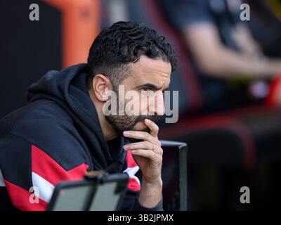Bournemouth, Royaume-Uni. 27 avril 2025. Vitality Stadium Bournemouth, Angleterre, 27 avril 2025 : Rúben Amorim, entraîneur de Manchester United, lors du match de premier League entre l'AFC Bournemouth et Manchester United au Vitality Stadium de Bournemouth, Angleterre. (David Horton/SPP) crédit : SPP Sport Press photo. /Alamy Live News Banque D'Images