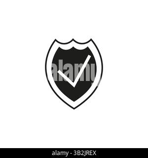 Icône bouclier. Signe vecteur de protection. Cochez le symbole de sécurité. Badge noir et blanc. Illustration de Vecteur