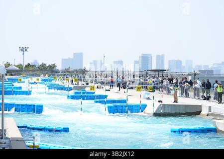 Centre de canoë Slalom, Tokyo, Japon. 27 avril 2025. Vue générale, 27 AVRIL 2025 - Canoe Slalom : 2025 Canoe Slalom Japon course nationale de sélection des candidats au Canoe Slalom Centre, Tokyo, Japon. Crédit : AFLO SPORT/Alamy Live News Banque D'Images