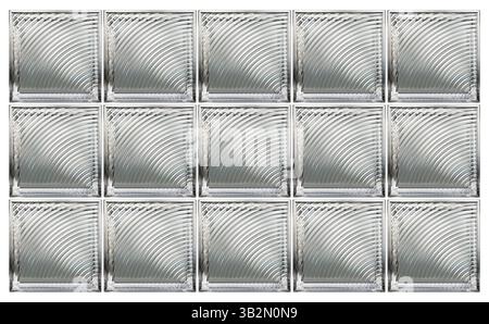 Mur transparent en blocs de verre pour la décoration intérieure. Forme esthétique et moderne de texturé. Assortiment de bâtiments pour la maison, la salle de bains et le bureau. Banque D'Images