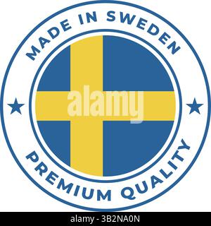 badge vectoriel arrondi premium made in sweden pour les produits et la marque Illustration de Vecteur