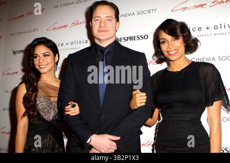 Vanessa Hudgens, Brendan Fraser et Rosario Dawson à a Roadside attractions & Day 28 films avec la Cinema Society projection de 'Gimme Shelter' au Museum of Modern Art de New York - 22 janvier 2014 Banque D'Images